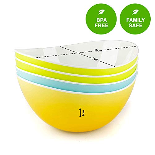 Ensaladera plastico Bol palomitas tazones desayuno cuencos para sopa cuencos aperitivos vasos de postre - 4 piezas