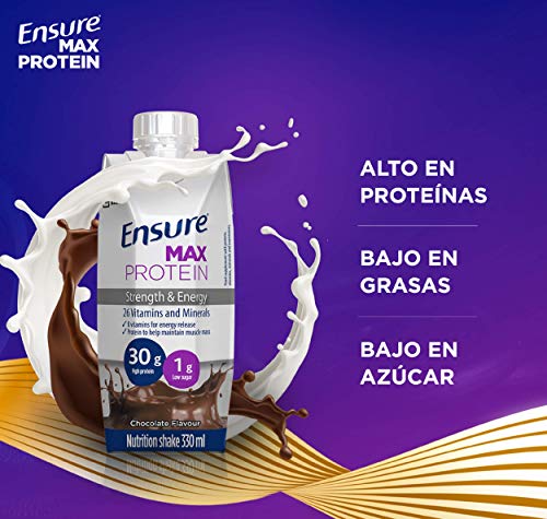 Ensure Max Protein - Alto contenido en proteínas, batido nutricional, sabor a chocolate - Pack 8 x 330 ml