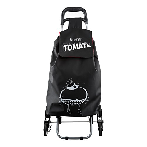 Entre Temps SH1523 - Carrito Carro de 6 Ruedas, PVC, Negro, 40,5 x 37 x 93,2 cm