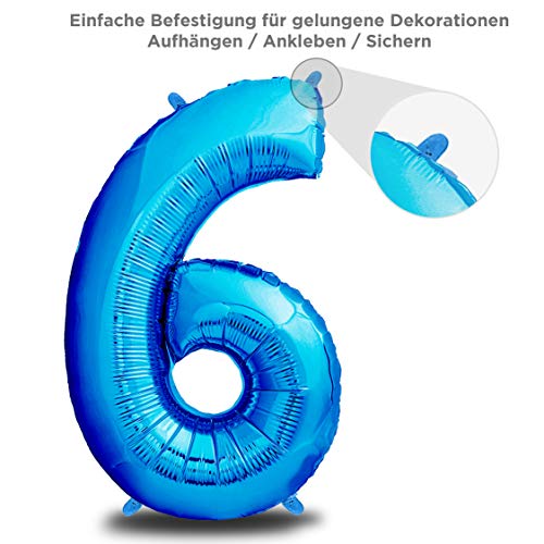 envami Globos de Cumpleãnos 6 Azul I 101 CM Globo 6 Años I Globo Numero 6 I Decoracion 6 Cumpleaños Niño I Globos Numeros Gigantes para Fiestas I Vuelan con Helio