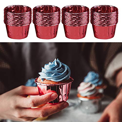 Envases de para Hornear Liners Cupcake Cases Tazas de Revestimiento de Magdalenas de Grado Alimenticio para Bodas Cumpleaños Fiestas Campamentos Pasteles de DIY Caramelos De Boda (rose gold-100pcs)