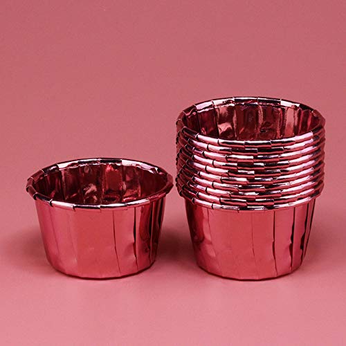 Envases de para Hornear Liners Cupcake Cases Tazas de Revestimiento de Magdalenas de Grado Alimenticio para Bodas Cumpleaños Fiestas Campamentos Pasteles de DIY Caramelos De Boda (rose gold-100pcs)