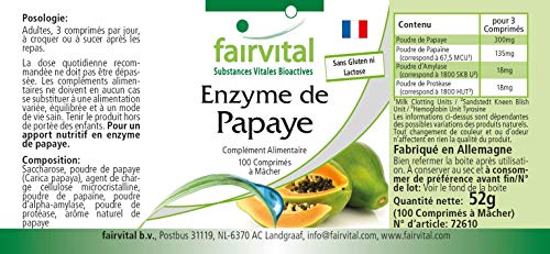 Enzima de Papaya - VEGANA - Papaína + Amilasa + Proteasa - Enzimas Digestivas Naturales - Dosis elevada - 100 Comprimidos - Calidad Alemana