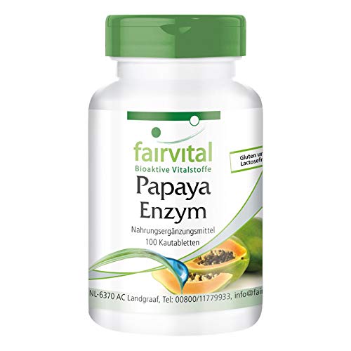 Enzima de Papaya - VEGANA - Papaína + Amilasa + Proteasa - Enzimas Digestivas Naturales - Dosis elevada - 100 Comprimidos - Calidad Alemana