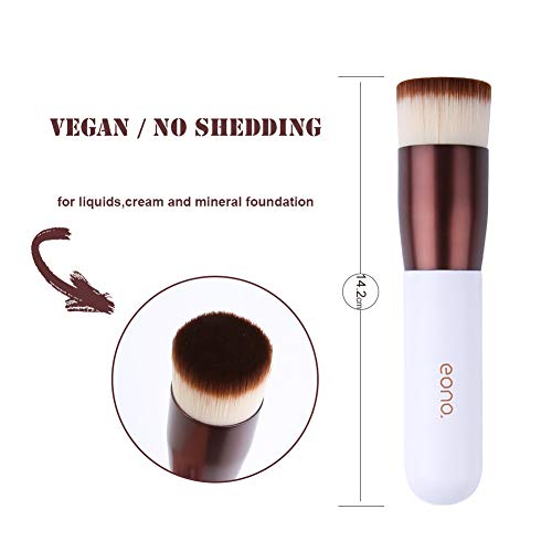 Eono by Amazon - Brocha de maquillaje Kabuki con parte superior plana, perfecto para mezclar líquidos, crema o maquillaje en polvo impecable, para pulir, esparcir y corrector