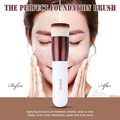 Eono by Amazon - Brocha de maquillaje Kabuki con parte superior plana, perfecto para mezclar líquidos, crema o maquillaje en polvo impecable, para pulir, esparcir y corrector