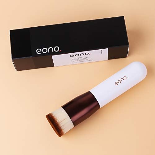 Eono by Amazon - Brocha de maquillaje Kabuki con parte superior plana, perfecto para mezclar líquidos, crema o maquillaje en polvo impecable, para pulir, esparcir y corrector