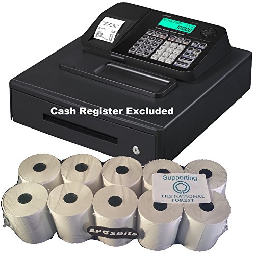 eposbits® marca rollos para que se ajuste a Casio se-s100 SES100 SES se S100 100 negro caja registradora grande Draw – 10 rollos