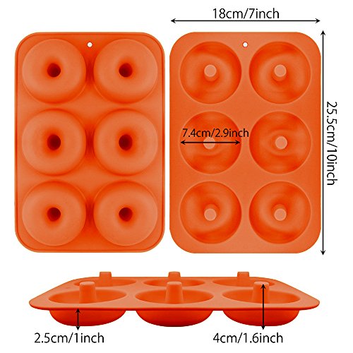 EQLEF Bandeja para Hornear buñuelos, 6 Rejillas Molde para Hornear a Base de Silicona Uso para Hacer bizcochos para Galletas Buñuelos bizcochos Muffins de Chocolate (6 Rejillas)