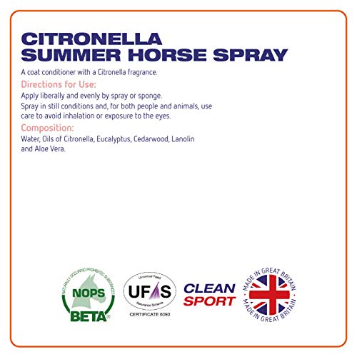 Equine America Citronella Summer Horse Spray | Spray de aseo natural premium | Repelente de moscas y insectos | 1 litro