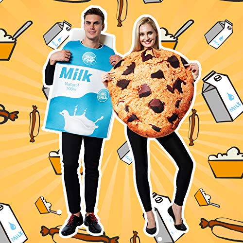 EraSpooky Disfraz de Leche y Galletas Unisex Disfraces Fiesta de Halloween Traje Divertido para Adultos Hombres Mujeres Pareja