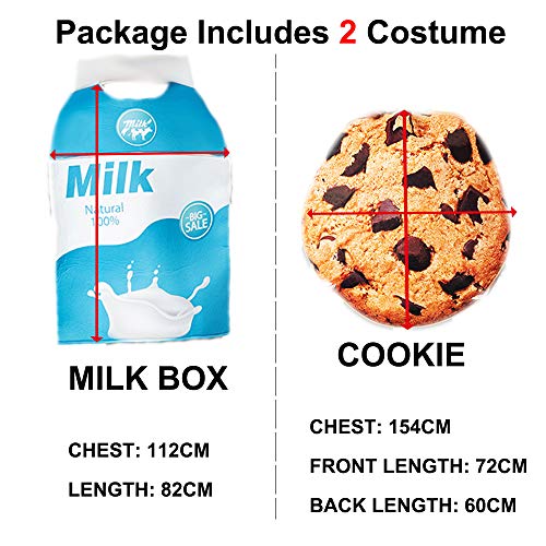 EraSpooky Disfraz de Leche y Galletas Unisex Disfraces Fiesta de Halloween Traje Divertido para Adultos Hombres Mujeres Pareja