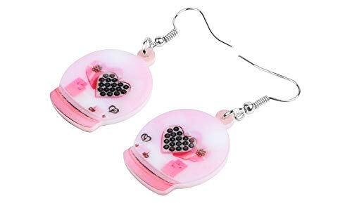 ESIVEL  Pendientes de acrílico con bolas de cristal de chocolate para el día de San Valentín Drop Dangle Jewelry para mujeres Chica Teen Kid Charm Decoration Gift