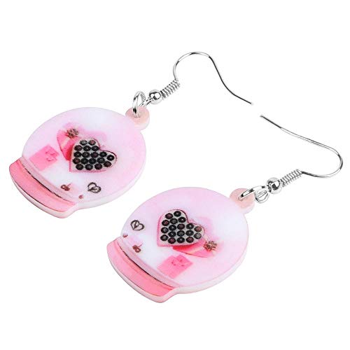 ESIVEL  Pendientes de acrílico con bolas de cristal de chocolate para el día de San Valentín Drop Dangle Jewelry para mujeres Chica Teen Kid Charm Decoration Gift