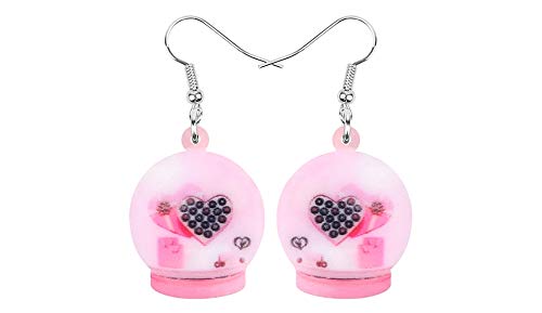 ESIVEL  Pendientes de acrílico con bolas de cristal de chocolate para el día de San Valentín Drop Dangle Jewelry para mujeres Chica Teen Kid Charm Decoration Gift