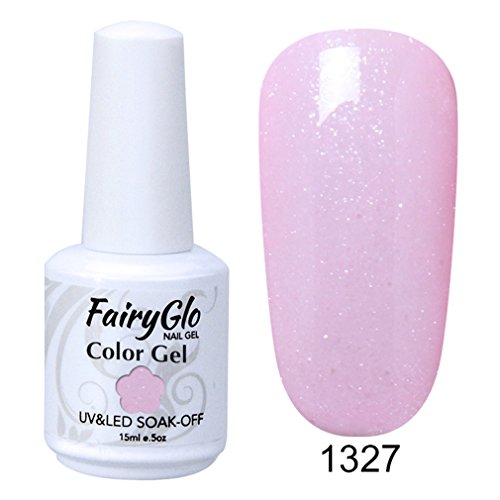 Esmalte de Uñas Semipermanentes Kit Uñas de Gel UV LED para Manicura Francesa 4pcs Kit con Base Coat Top Coat 1pcs Tip Guides Soak off Manicura y Pedicura 15ml de Fairyglo