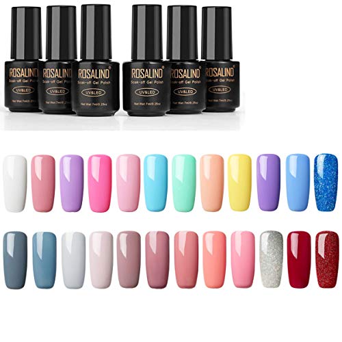 Esmalte Semipermanentes de Uñas en Gel UV LED Neon 24 Color, Kit de Esmaltes de Uñas 7ml