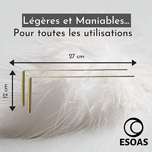 Esoas - Varillas de fuente paralelas acodadas en L – Latón (cobre/zinc) – Fabricación artesanal francesa, ideal para radiestesia y geobiología, Radmaster [Garantía de por vida] + guía PDF de regalo