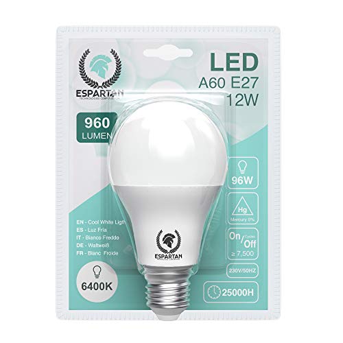 Espartan Bombilla LED E27 Luz fría 12W, 6400K, 960 lúmenes - 3 unidades