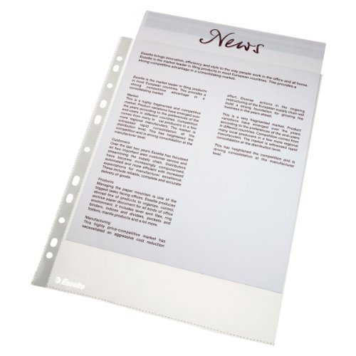 Esselte Funda de Plástico A4 Perforada, Transparente Mate, Abertura Superior, Polipropileno de 43 Micras, Pack de 10, 56094