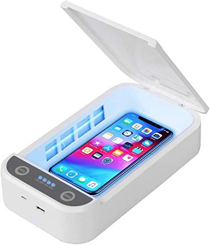 Esterilizador Ultravioleta, Desinfección del Limpiador del TeléFono Celular, Caja Desinfectante Función Desinfectante de Aromaterapia de Gran Capacidad para MáScaras, Llaves, Auriculares,etc (Bianco)