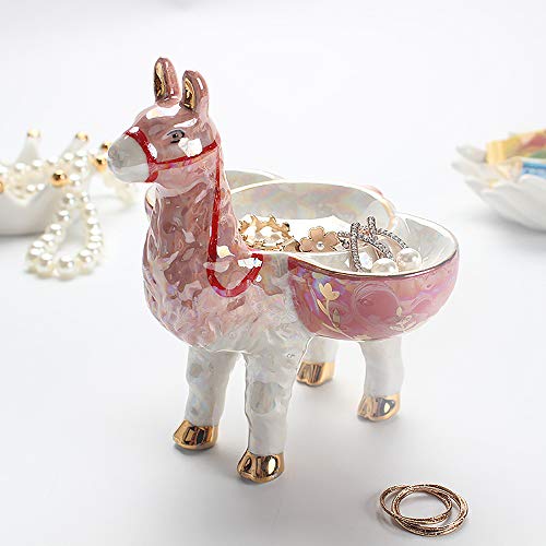 Estilo Alpaca Anillo De Collar De Joyería Organizador De Bandeja De Almacenamiento Pequeñas Joyas Soportes De Caja De Almacenamiento Exhibición Del Tenedor De La Joyería Para Baño Dormitorio,Cerámico