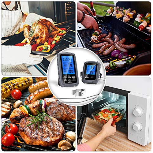 Estink Termómetro Cocina para Carne Horno Parrilla Ahumador BBQ Barbacoa Inalámbrico Digital Pantalla Retroiluminado LCD Dual Sondas Temperatura de Alarma