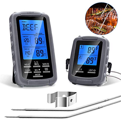 Estink Termómetro Cocina para Carne Horno Parrilla Ahumador BBQ Barbacoa Inalámbrico Digital Pantalla Retroiluminado LCD Dual Sondas Temperatura de Alarma