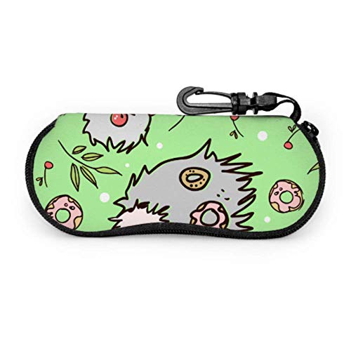 Estuche blando para gafas de sol, Happy Hedgehogs Berries Donuts Estuche de neopreno con cremallera para anteojos con clip para cinturón para gafas, marcos, estuche de transporte Estuche de maq