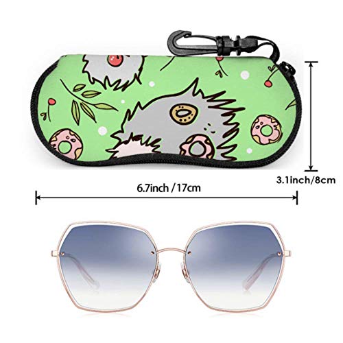 Estuche blando para gafas de sol, Happy Hedgehogs Berries Donuts Estuche de neopreno con cremallera para anteojos con clip para cinturón para gafas, marcos, estuche de transporte Estuche de maq