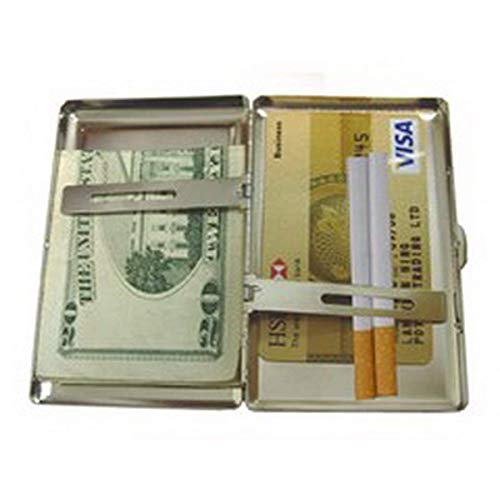 Estuche para 14 Cigarrillos, Faro Artificial, Porta Tarjetas de Acero Inoxidable