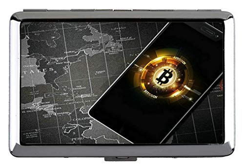 Estuche para Caja de Cigarrillos, Monedero Bitcoin Monedero Portatarjetas de Acero Inoxidable (Plata)