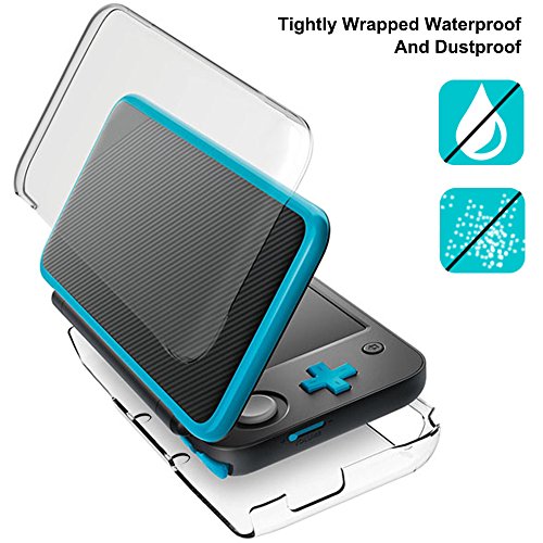 Estuches protectores para Nintendo New 2DS XL con protectores de pantalla, AFUNTA 1 estuche transparente y 1 estuche de EVA para consola 2DSXL, con 2 piezas de películas de vidrio templado antiarañaz