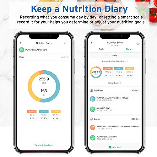 ETEKCITY - Báscula digital de cocina con calculadora de nutrición para keto, macro, calorías y peso, color plateado y negro