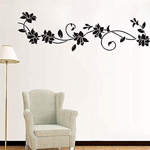 etiqueta de la pared Flor negra Vid Pegatinas de pared Vitrina de refrigerador Decoraciones para el hogar DIY Calcomanías para el hogar Arte mural Carteles Decoración para el hogar