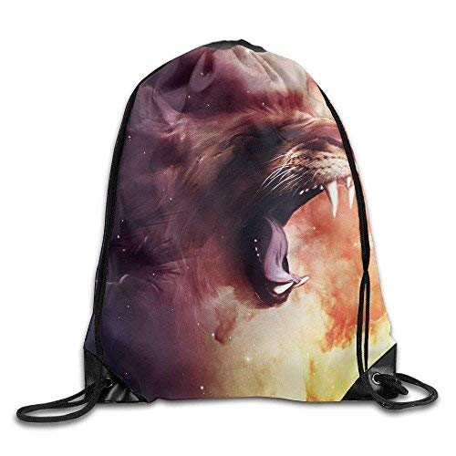 Etryrt Mochilas/Bolsas de Gimnasia,Bolsas de Cuerdas, Animal Colors Face Lion Texture Unisex Outdoor Rucksack Shoulder Bag Sport Drawstring Backpack Bag