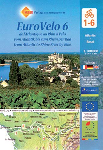 EuroVelo 6 (Atlantic - Basel) 1:100 000: Cycle Map Set (6 Maps) 1:100 000 / de l'Atlantique au Rhin à Vélo / vom Atlantik bis zum Rhein per Rad / from ... Rhine River by Bike (Michelin Cycling Maps)