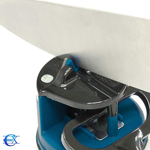 EUROXANTY®- Afilador Cuchillos Manual Con Ventosa Ligero Azul y Rojo (Pack de 2)