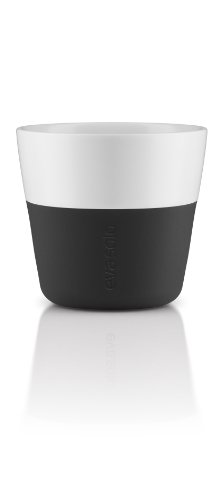 Eva Solo 501002 Taza de Cafe largo, 2 piezas, Silicona y porcelana, 230 ml, Carbon Black, Blanco/Negro