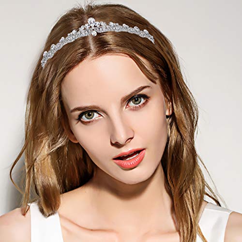 EVER FAITH® - Cristal Austriaco Boda Pelo Tiara Banda de Pelo Plata-Tono N03998-1