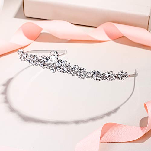 EVER FAITH® - Cristal Austriaco Boda Pelo Tiara Banda de Pelo Plata-Tono N03998-1