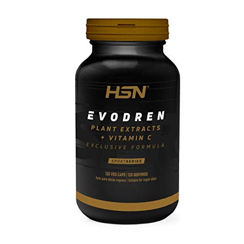 Evodren de HSN | Diurético Natural con Extractos Herbales | Adelgazante, Drenante, Retención de Líquidos, Depurativo | Con Vitamina C | Vegano, Sin Gluten, Sin Lactosa, 120 Cápsulas Vegetales