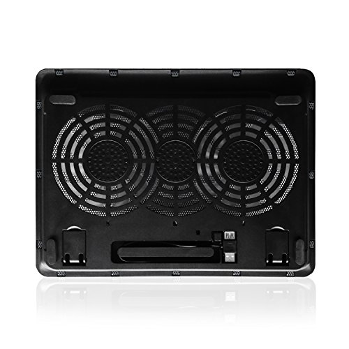 Ewent EW1256 Base de refrigeración para ordenador portátil de 12 a 17 pulgadas, 2 ventiladores, luz LED azul, color negro