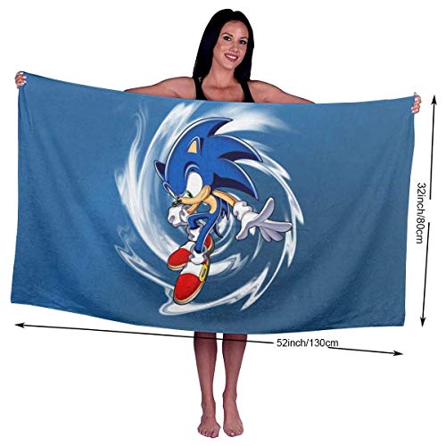 Ewtretr Toalla de Playa Sonic The Hedgehog 9 Beach Towels Ultra Absorbent Microfiber Bath Towel Picnic Mat for Men Women Kids