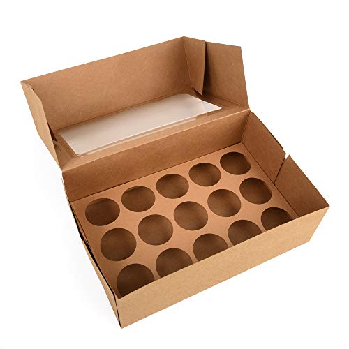 ewtshop® 12 cajas para cupcakes de papel kraft con ventana para 2 tamaños diferentes