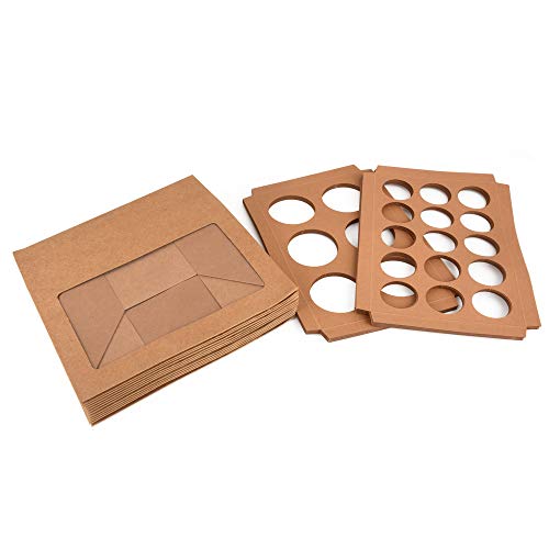 ewtshop® 12 cajas para cupcakes de papel kraft con ventana para 2 tamaños diferentes