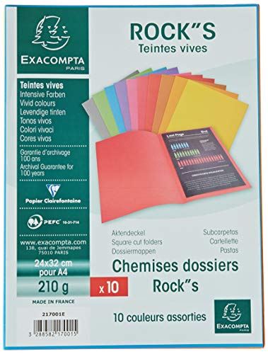 Exacompta 217001E - Lote de 10 Subcarpetas Rock"S 220, Colores Surtidos