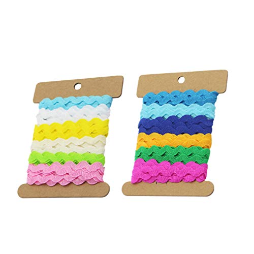 EXCEART 2 Rollos 8Mm Rick Rack Trim Zig Zag Trenzado Tejido Cinta de Cinta para Coser Envoltura de Regalos Artesanía Boda Baby Shower Decoración Del Partido (6 Yardas)