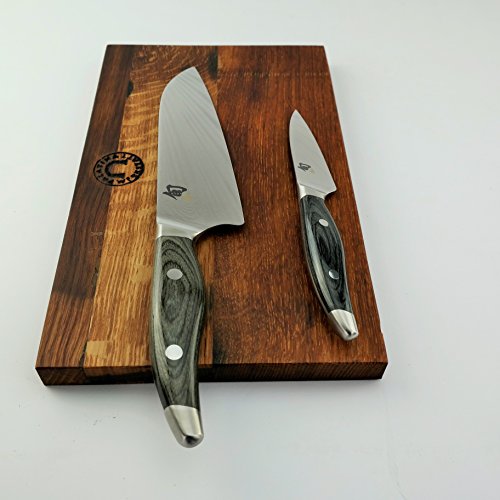 Exclusivo Kai Shun Nagare – Juego de cuchillos | compuesto de NDC-0700 (cuchillo de Office) + NDC-0702 (Santoku) | + tabla de cortar grande de madera de barril de 30 x 18 cm (roble) | VK: 638,- €