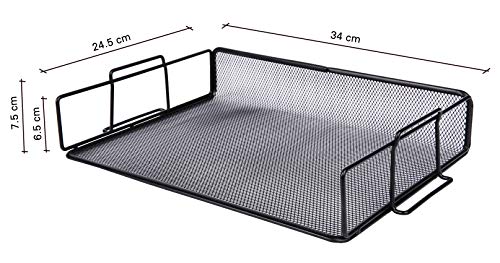 Exerz Bandeja Portadocumentos 2 piezas de malla - Apilable/bandeja oficina/Clasificador de papel/Escritorio Organizador multifuncional/Soporte de archivo Para oficina, escuela (Negro)